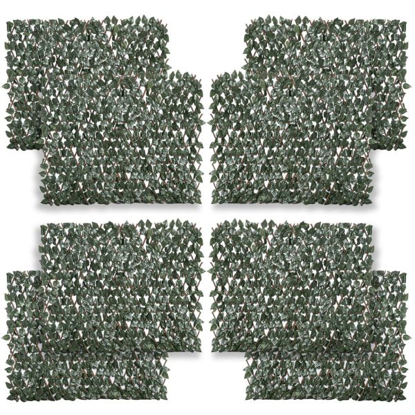 8 Stück künstliches Pflanzenwand Hecke UV-Schutz Sichtschutz Rhododendronblätter Design 200 X 100 cm