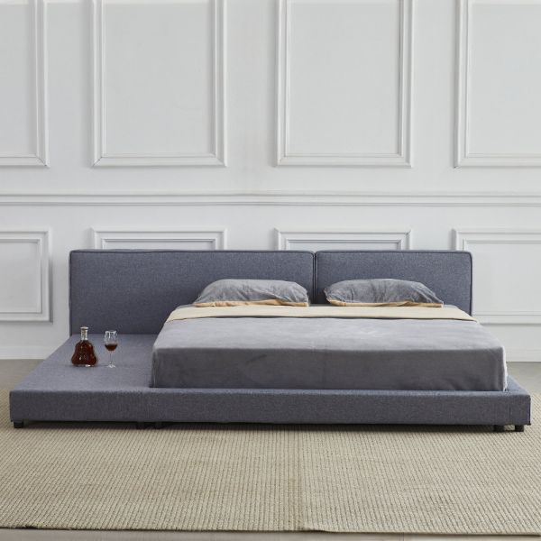 Bett mit Ablage GALAXIS Grau - 180 x 200 cm