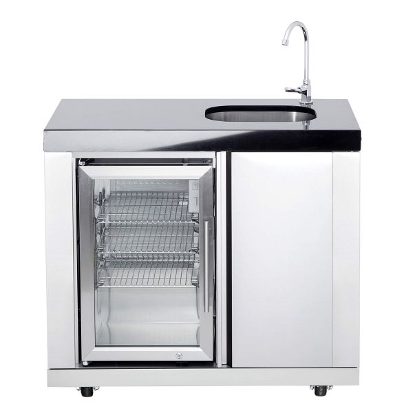 Modul 1 Anbauwaschbecken/Kühlschrankkombination inkl. hochwertigem CASO Kühlschrank