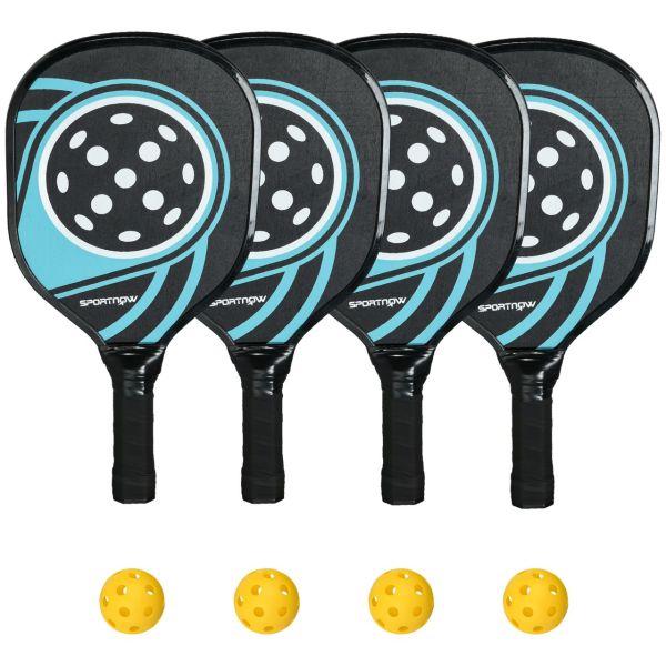 SPORTNOW Pickleball Paddles Schläger Set Pickleball-Set mit 4 Schlägern 4 Bällen