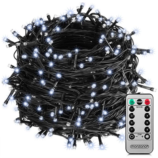 monzana® Lichterkette 200 LED mit Fernbedienung 20m kalt weiß