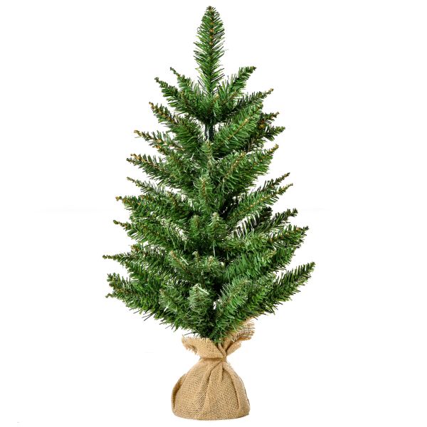 Weihnachtsbaum für Tisch 0,6 m kleiner Christbaum Kunsttanne 70 Zweige Leinen PVC Zement Grün Ø44 x