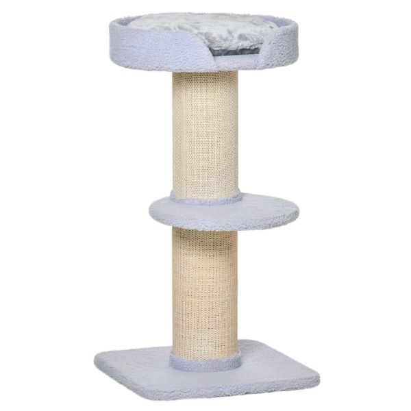 Katzenbaum Spielbaum Kratzstamm mit Plattform Sisal E1 Spanplatte Plüsch Hellblau 45 x 45 x 91 cm