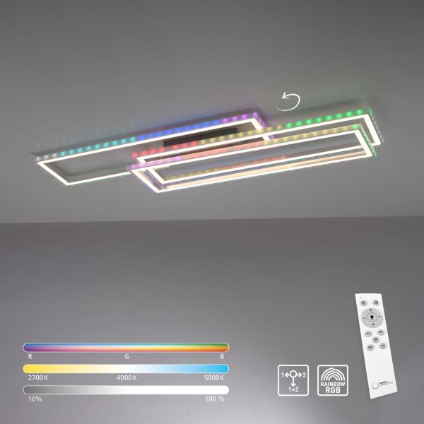 LeuchtenDirekt LED Deckenleuchte FELIX60, Downlight: CCT, Sidlight: RGB, dimmbar, IR-Fernbedienung,