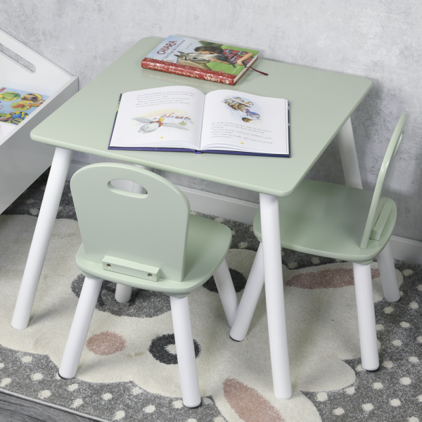 Kindertisch mit 2 Stühlen, mint - 3er Set