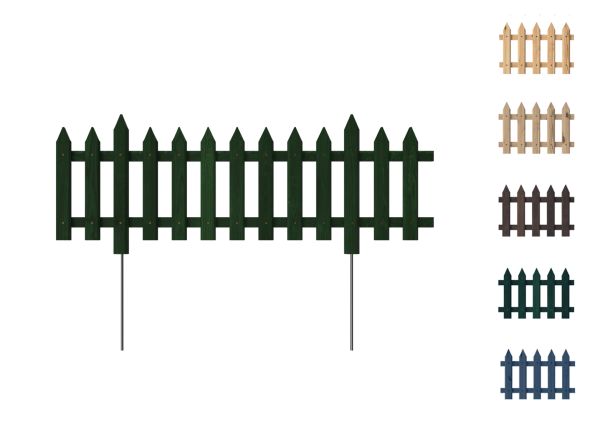 Floranica Gartenzaun 1 STK 103cm Höhe 20cm Grün Kiefer imprägniert Steckzaun mit Metallstäben Zaun f