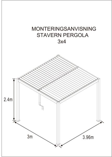 Pavillon mit Lamellendach, ca. 300 x 400 x 240 cm