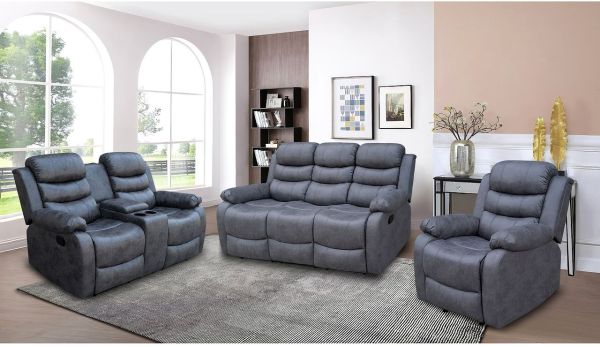 Relaxsofa-Set 3tlg. mit 5 Relaxfunktionen dunkelgrau