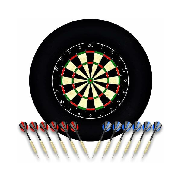 Sisal/Borsten-Dartscheibe mit Stapelfreiem Bullseye, 18 g Stahlspitzen-Dartset