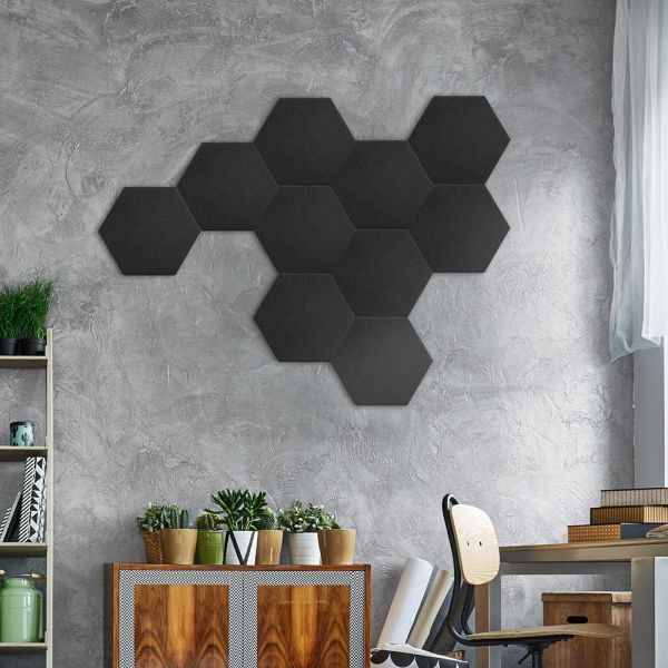 HOME DELUXE Akustikplatten Hexagon selbstklebend SILENT – Schwarz - 10er Set