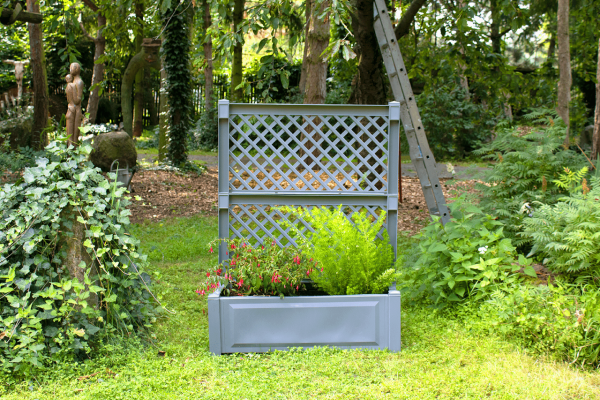 KHW Pflanzkasten groß mit Spalier (2-teilig) 100 cm grau