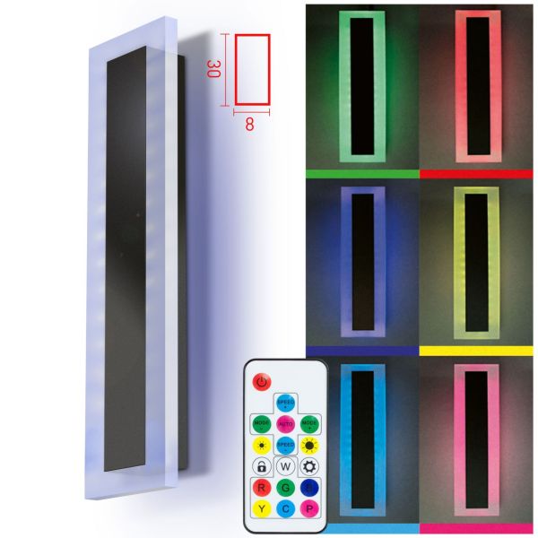 LED Panel Wandleuchte 30cm 10W RGB Kaltweiß für Innen und Außen IP65 Fernbedienung