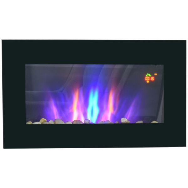 HOMCOM Elektrokamin mit LED Flammeneffekt,1000/2000W Wandkamin, Wandmontage