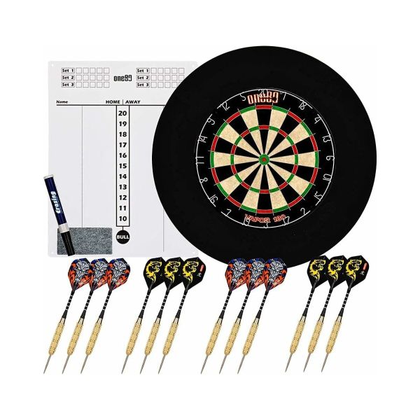 Professional perfection Dartscheibe mit Pfeilen, Profi Steeldartscheibe aus Sisal