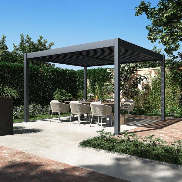 Pergola Lamellen-Pavillon "Oasis" 360 x 400 cm, Aluminium, anthrazit