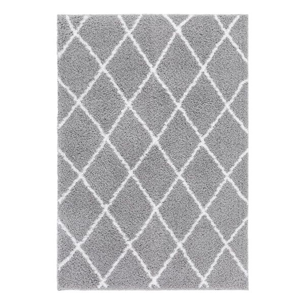 Teppich skandinavisches Muster Silber-Weiß 150 x 80 x 3,5 cm