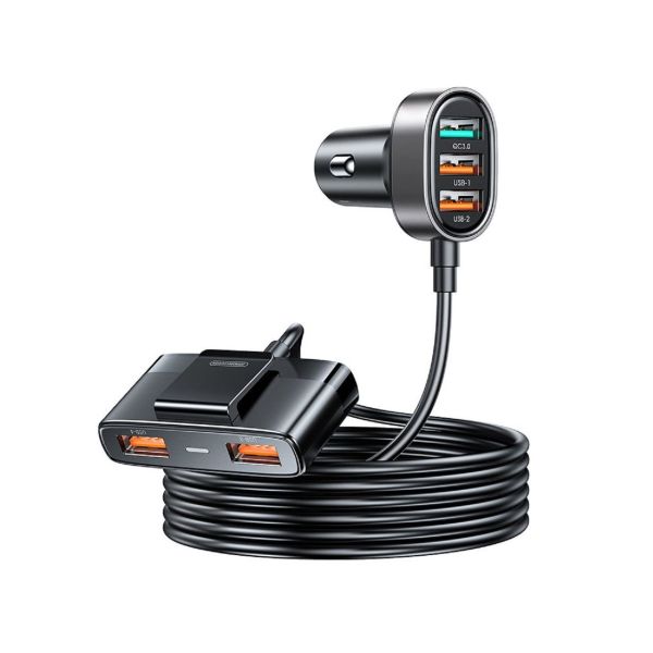 Auto-Schnellladegerät mit Verlängerungskabel 45W 5xUSB-A schwarz (JR-CL03 Pro)