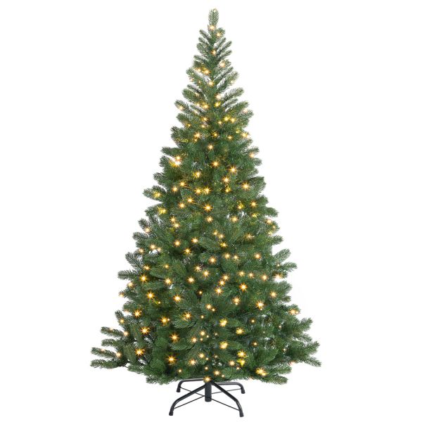 Weihnachtsbaum PVC inkl Lichterkette + Ständer 180cm dunkelgrün