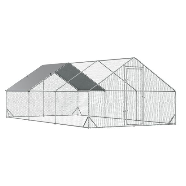 Hühnerstall Freilaufgehege XXL mit Schatten Dach Stahl 3 x 6 x 2 m