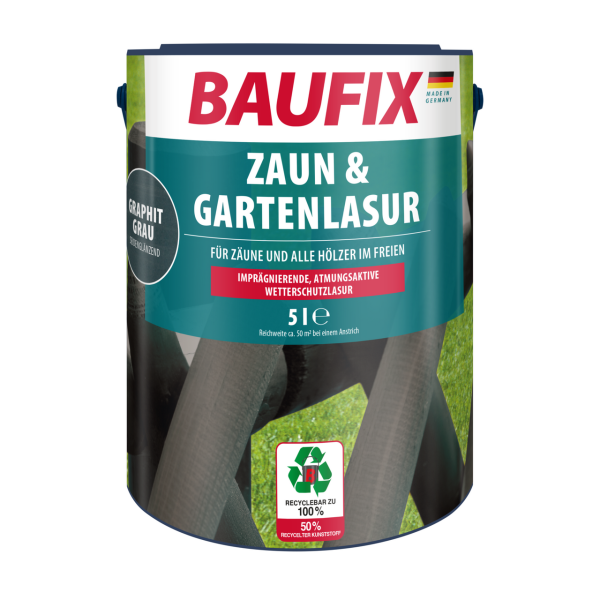 Zaun & Gartenlasur graphitgrau seidenglänzend, 5 Liter, Holzlasur