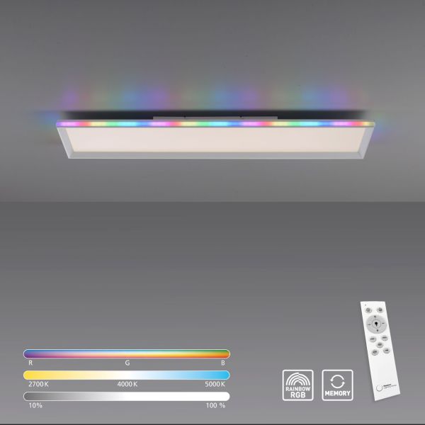 Leuchten Direkt LED Deckenleuchte GALACTICA, CCT + RGB Rainbow, dimmbar, Funk-FB, rechteckig, Innenl