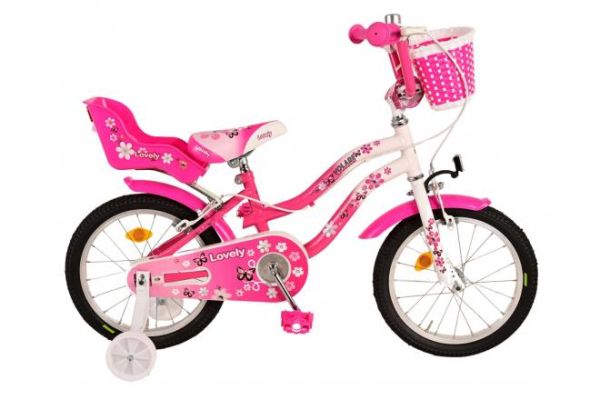 Lovely Kinderfahrrad - Mädchen - 16 Zoll - Rosa Weiß - 2 Handbremsen