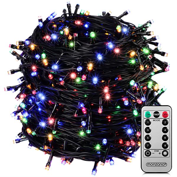 monzana® Lichterkette 200 LED mit Fernbedienung 20m bunt