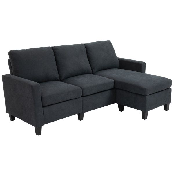 Ecksofa Couchgarnitur mit wendbarer Chaiselongue Dunkelgrau