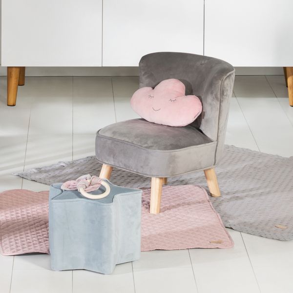 | Holzfüßen Norma24 mit Sessel grauem Kindersessel „Lil roba bequemer und Samtstoff Sofa“, stabilen