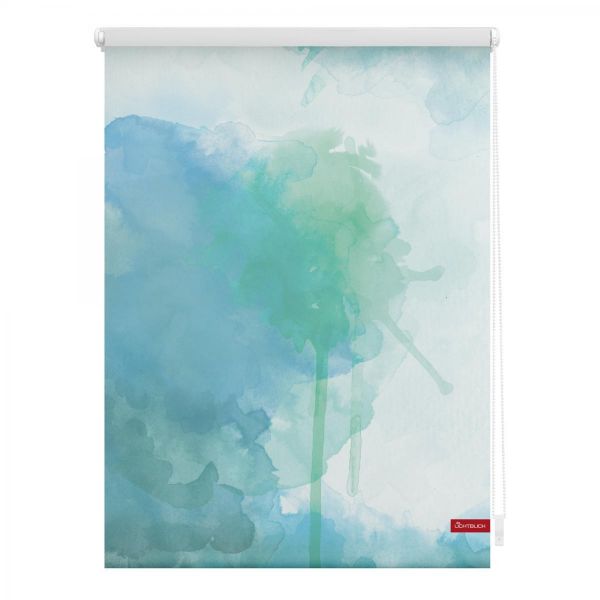 Lichtblick Rollo Klemmfix, ohne Bohren, blickdicht, Aquarell - Blau Grün, 90 x 150 cm (B x L)