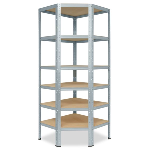 shelfplaza® HOME Eckregal 200x60x30cm in verzinkt mit 6 Böden