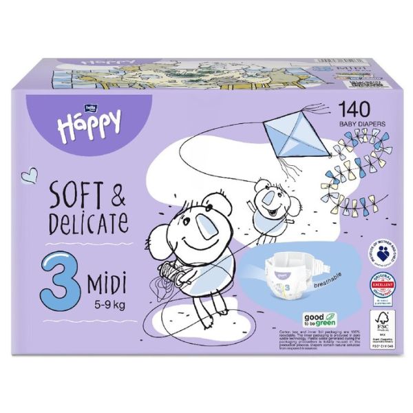 bella baby Happy Windeln Gr.3 Midi 5-9kg HAPPY BOX 140 Stück