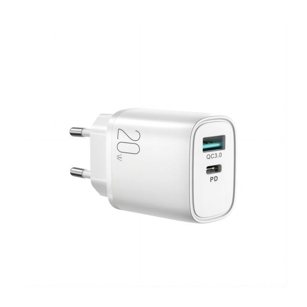 Schnellladegerät USB-A Quick Charge 3.0 / USB-C Power Delivery 20W Wandladgerät weiß