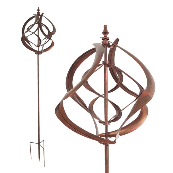 Lemodo Windrad aus Metall in Kupferoptik, Gartendeko, 213 cm hoch