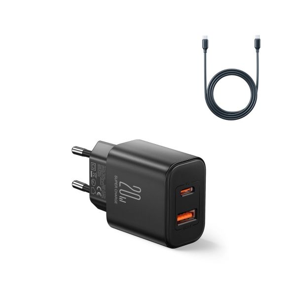 Wandladegerät JR-TCF05 20W USB-A USB-C Ladegerät + USB-C Kabel - Schwarz