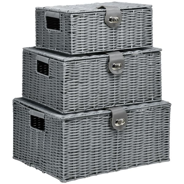Ratten Aufbewahrungsboxen 3er-Set 18L, 12L, 7L Aufbewahrungskorb
