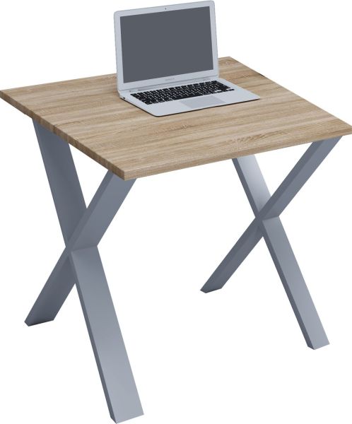 Schreibtisch "Lona" 80x50 X-Fußgestell Sonoma-Eiche/Silber