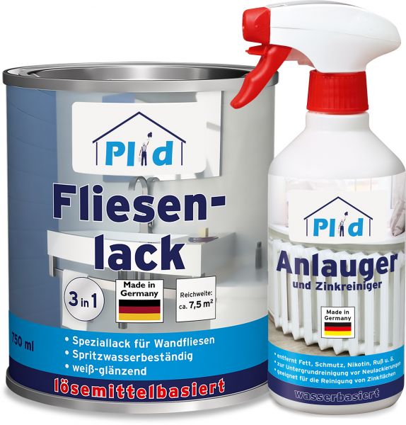 Premium Fliesenlack Fliesen Lack Fliesenfarbe & 0,5l Anlauger Weiß - Glänzend