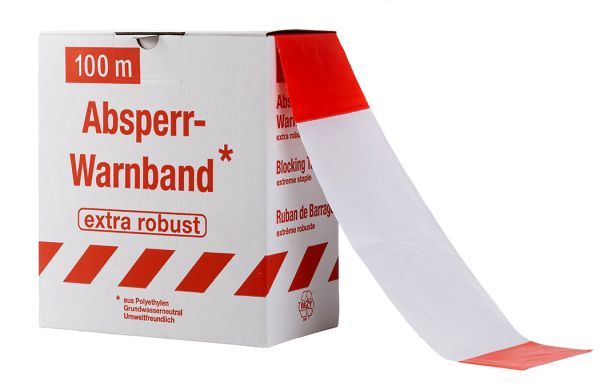 Absperrband 100 m rot weiß