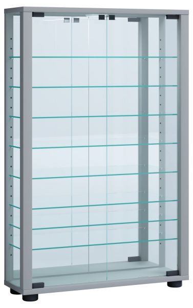 Wandvitrine "Vitrosa Mini" mit Spiegel | Inkl. LED-Beleuchtung Silber