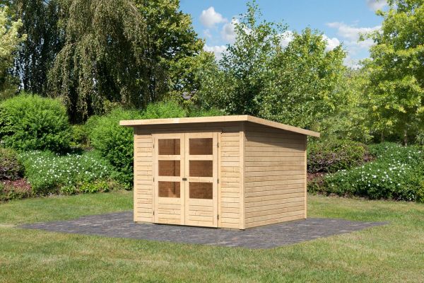 Gartenhaus "Stez III" SET naturbelassen mit Dachfolie