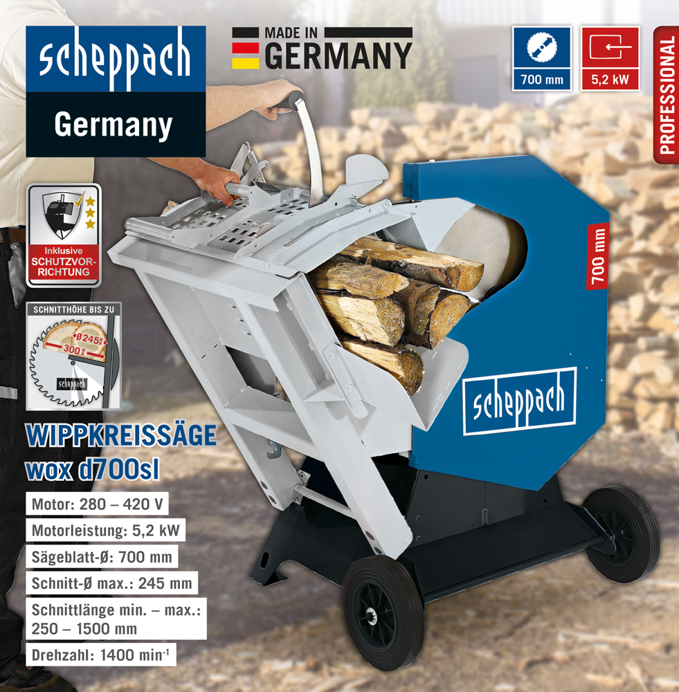 Scheppach Wippkreissäge wox 5 20KW Norma24 380-420/50DR | d700sl HW/WV