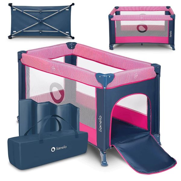 Stefi Pink Rose Baby Laufstall Kinderbett Reisebett ab Geburt bis 15 kg Laufstall
