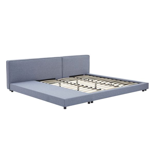 HOME DELUXE Bett mit Ablage GALAXIS – 180 x 200 cm Grau mit Matratze H3/H4