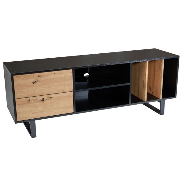 Lowboard 150 cm TV Schrank Regal Fernsehkommode Fernsehschrank Schwarz