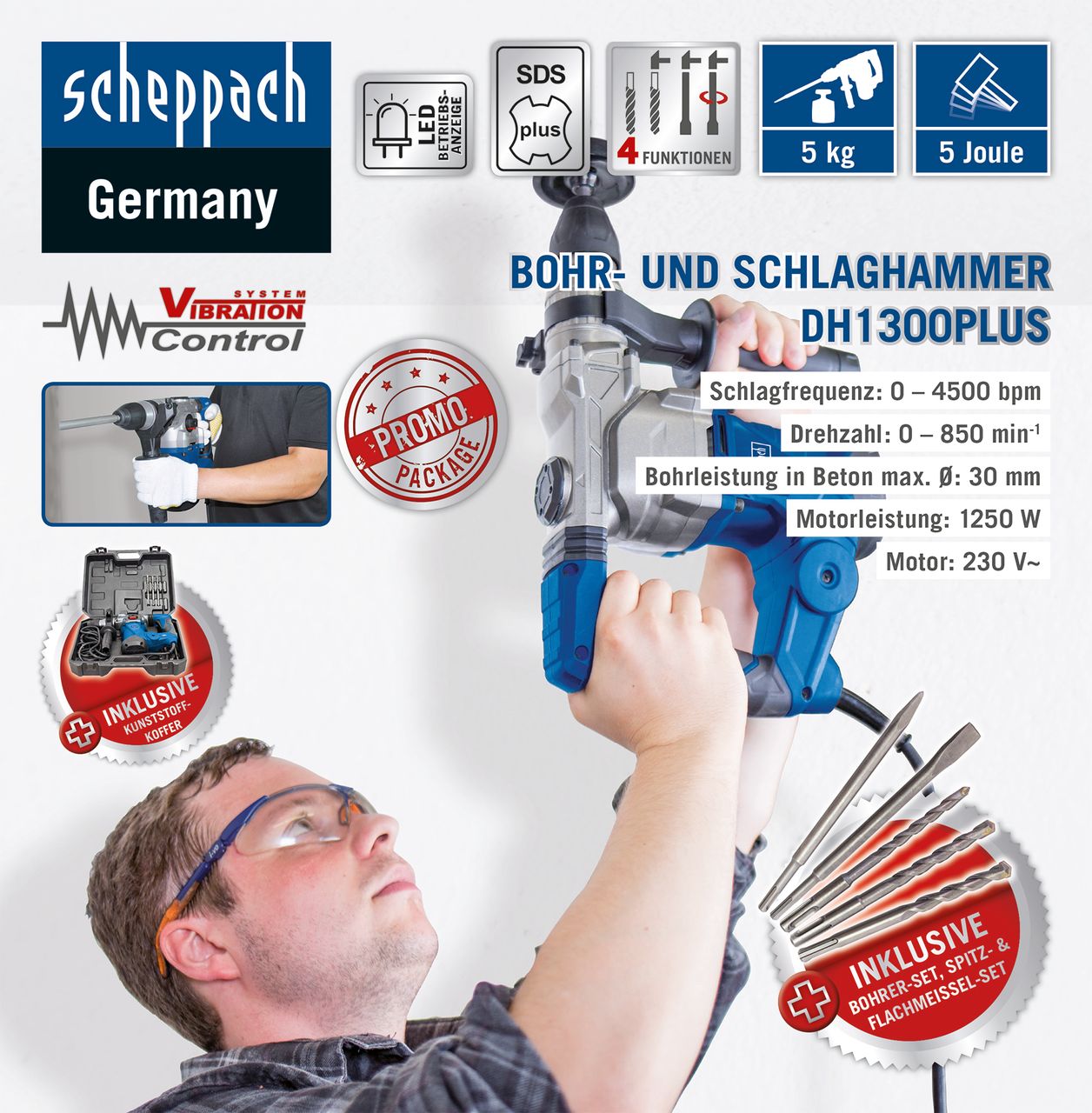 Scheppach SDS Plus Bohr- und Schlaghammer DH1300Plus | Norma24