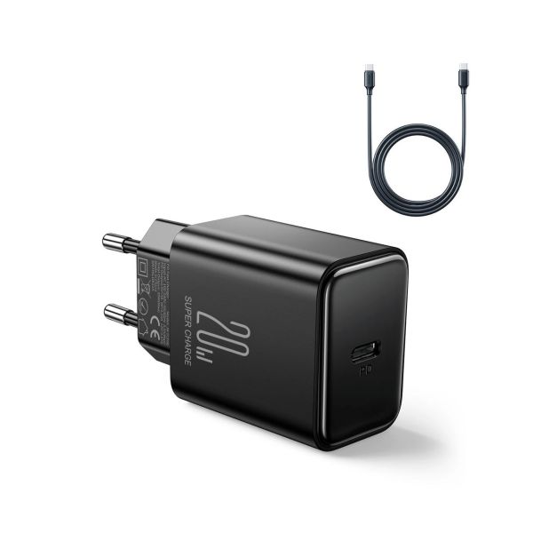 USB-C PD 20W Wandladegerät + USB-C-Kabel – Schwarz