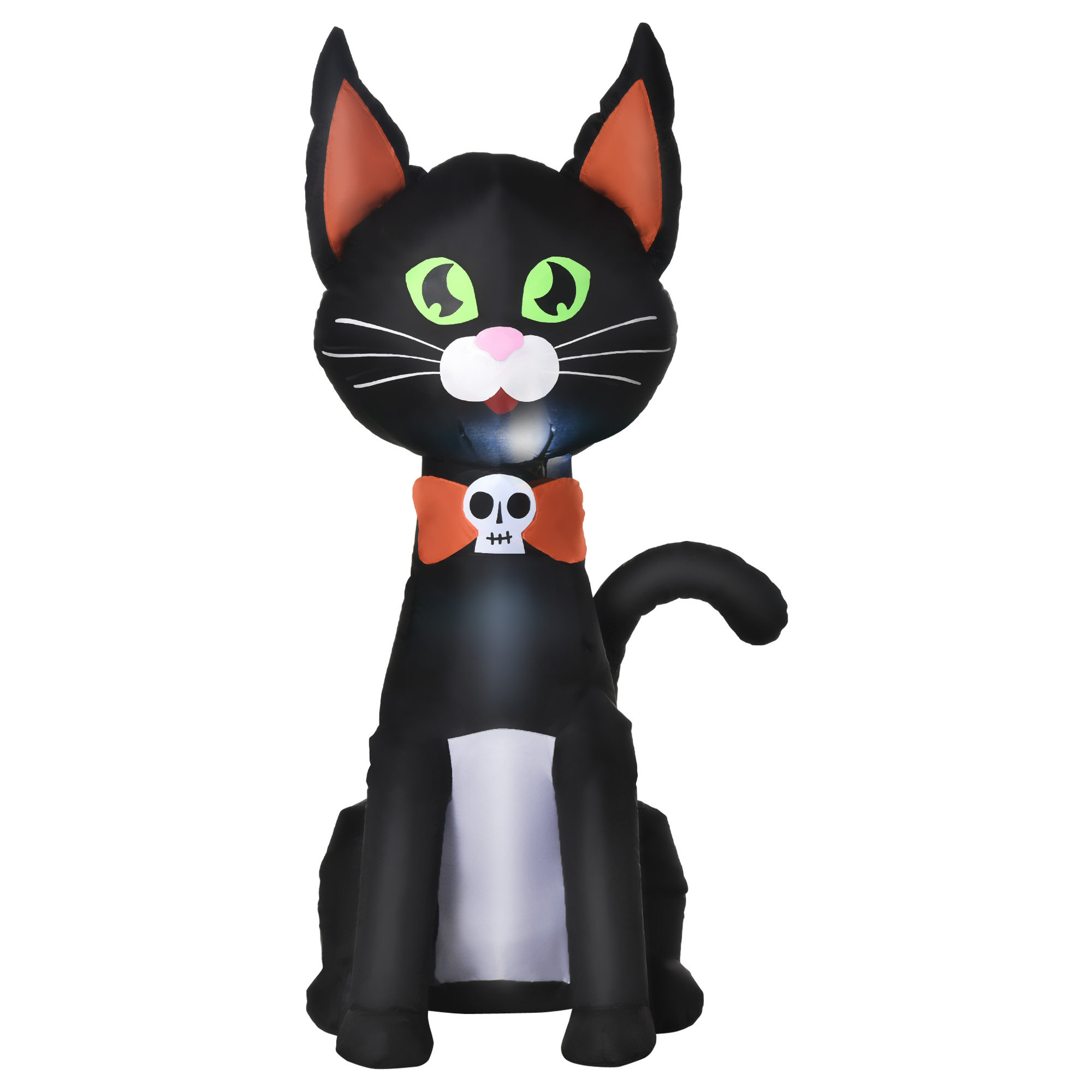 HOMCOM Aufblasbare Schwarze Katze Figur LED x Deko mit x124 für Außenbereich Luftfigur und Norma24 49 Schwarz cm Halloween 55 | Polyester Innen- Beleuchtung