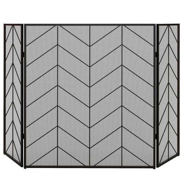 HOMCOM Kaminschutzgitter, Klappbares Kamingitter mit 3 Paneelen, 135 x 85 cm