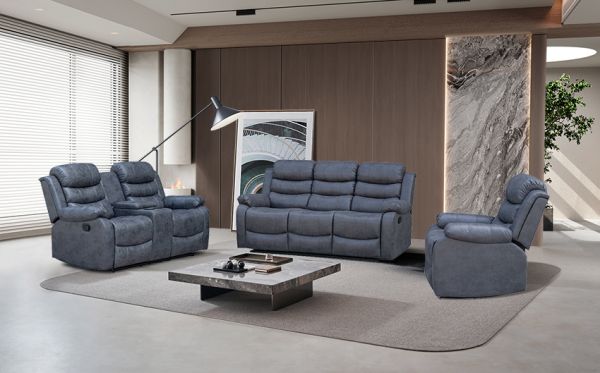 Relaxsofa-Set 3tlg. mit 5 Relaxfunktionen dunkelgrau